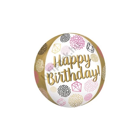 Happy Birthday Gems Ultra Shape Szülinapi Orbz Lufi