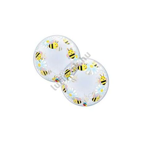 24 inch-es Méhecske Mintás - Sweet Bees &amp; Daisies Deco Bubble Lufi