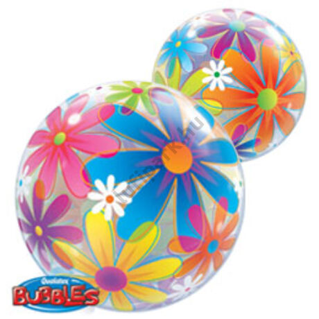 22 inch-es Színes Virágok - Fanciful Flowers Bubbles Léggömb