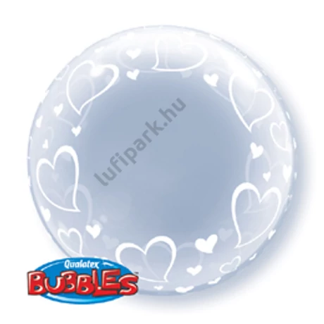 24 inch-es Stylish Hearts Szives Deco Bubble Léggömb