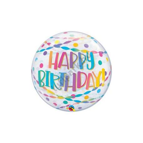 22 inch-es Birthday Confetti &amp; Streamers Szülinapi Bubble Lufi