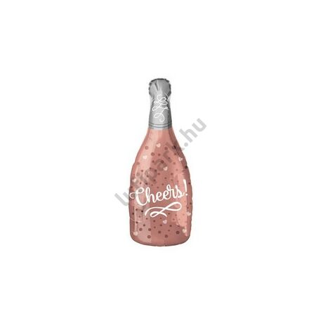 Cheers Feliratú Rózsaszín Pezsgősüveg Junior Shape Fólia Lufi