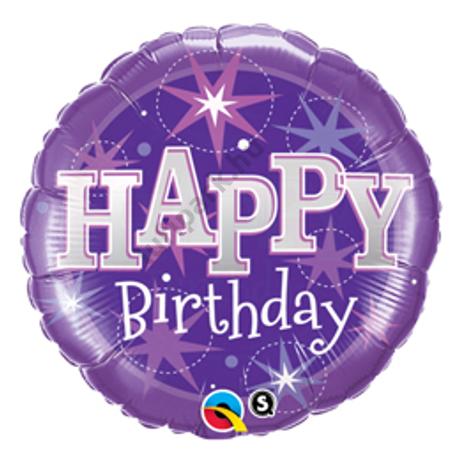 18 inch-es Birthday Purple Sparkle Szülinapi Fólia Lufi