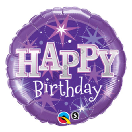 18 inch-es Birthday Purple Sparkle Szülinapi Fólia Lufi