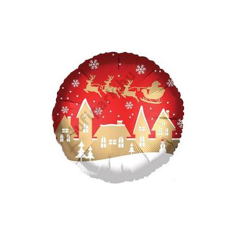 18 inch-es Satin Santa Village Karácsonyi Fólia Lufi