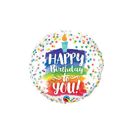 18 inch-es Happy Birthday to You Rainbow Cake Szülinapi Fólia Lufi