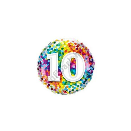 18 inch-es 10 Rainbow Confetti Szülinapi Fólia Lufi