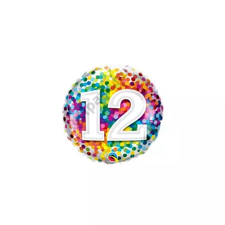 18 inch-es 12 Rainbow Confetti Szülinapi Fólia Lufi
