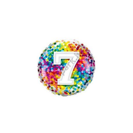 18 inch-es 7 Rainbow Confetti Szülinapi Fólia Lufi