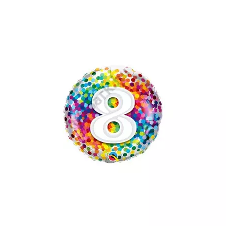 18 inch-es 8 Rainbow Confetti Szülinapi Fólia Lufi