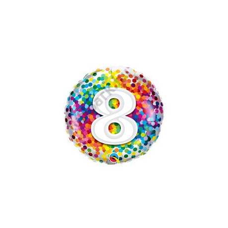 18 inch-es 8 Rainbow Confetti Szülinapi Fólia Lufi