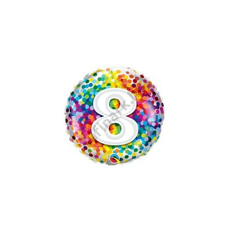 18 inch-es 8 Rainbow Confetti Szülinapi Fólia Lufi