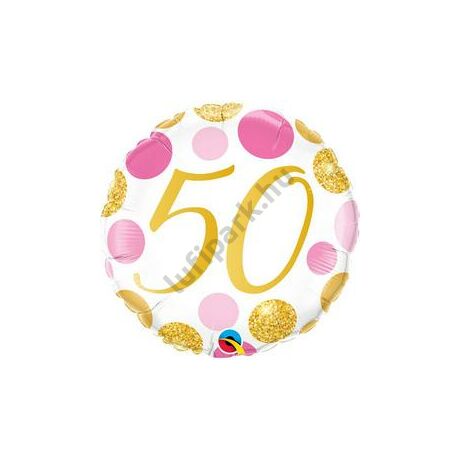 18 inch-es 50-es pink&gold dots számos