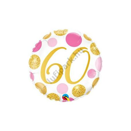 18 inch-es 60-as Pink &amp; Gold Dots Szülinapi Számos Fólia Lufi