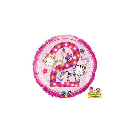 18 inch-es Kiscicák – Age 2 Kittens Polka Dots 2. Születésnapi Számos Fólia Léggömb