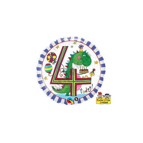 18 inch-es Dinoszaurusz – Age 4 Dinosaur Stripes 4. Születésnapi Számos Fólia Léggömb