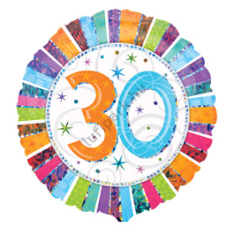 18 inch-es Radiant Birthday 30. Számos Szülinap Születésnapi Fólia Léggömb