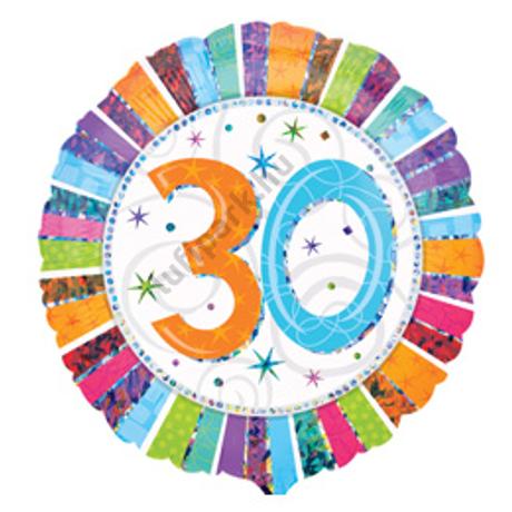 18 inch-es Radiant Birthday 30. Számos Szülinap Születésnapi Fólia Léggömb