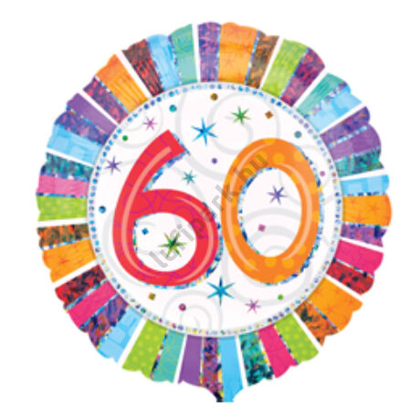 18 inch-es Radiant Birthday 60. Számos Szülinap Születésnapi Fólia Léggömb