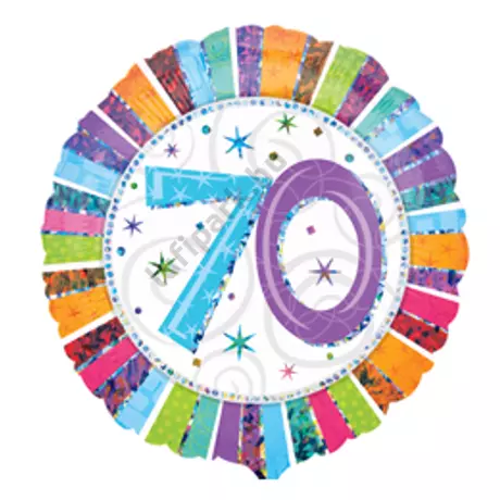 18 inch-es Radiant Birthday 70. Számos Szülinap Születésnapi Fólia Léggömb