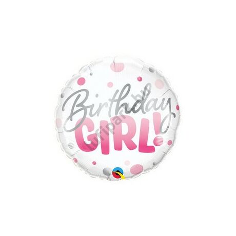 18 inch-es birthday girl pink dots fólia