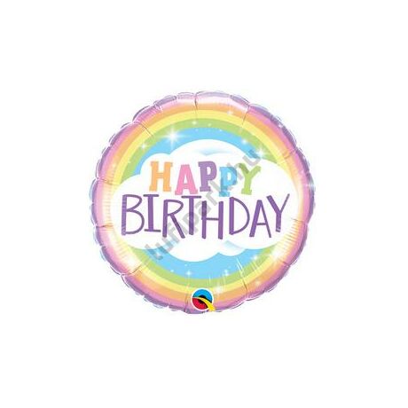 18 inch-es Happy Birthday Rainbow Szivárvány Szülinapi Fólia Lufi