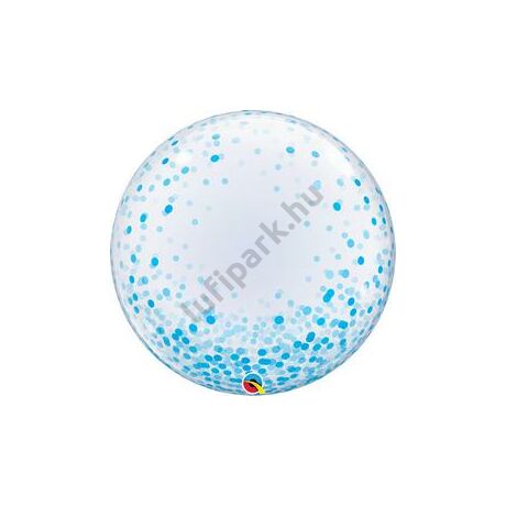 24 inch-es Kék Konfetti Pöttyös Mintás - Blue Confetti Dots Deco Bubbles Lufi