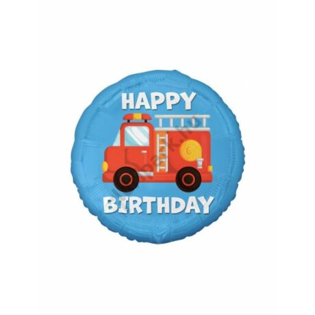 18 inch-es Happy Birthday tűzoltóautós fólia lufi
