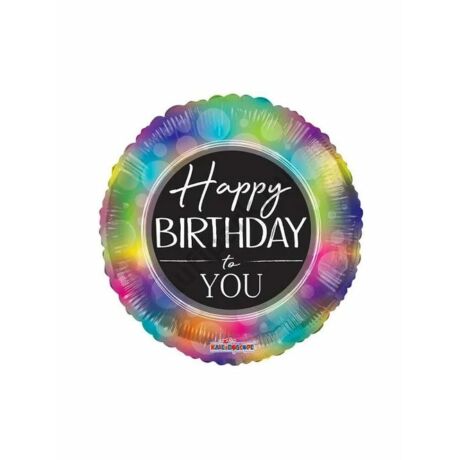 17 inch-es Happy Birthday szivárvány fólia lufi