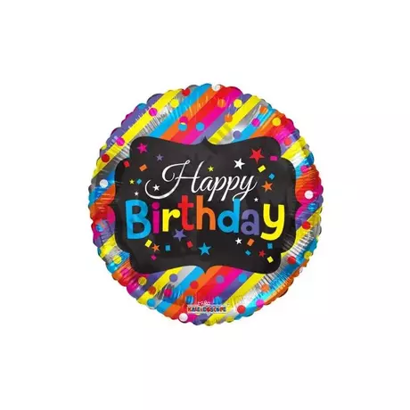 18 inch-es Happy Birthday színes konfettis fólia lufi 