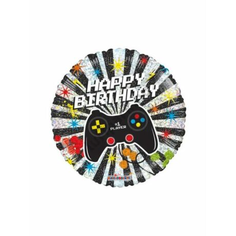 18 inch-es Happy Birthday kontroller hollogrammos fólia lufi 