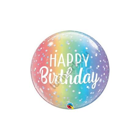 22 inch-es Birthday Ombre and Dots - Színátmenetes Szülinapi Bubble Lufi
