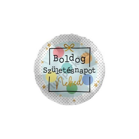 17 inch-es Boldog Születésnapot Neked Feliratú Színes Fólia Lufi
