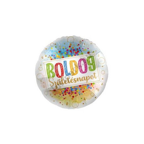 17 inch-es Boldog Születésnapot Színes Konfetti Mintás Fólia Lufi