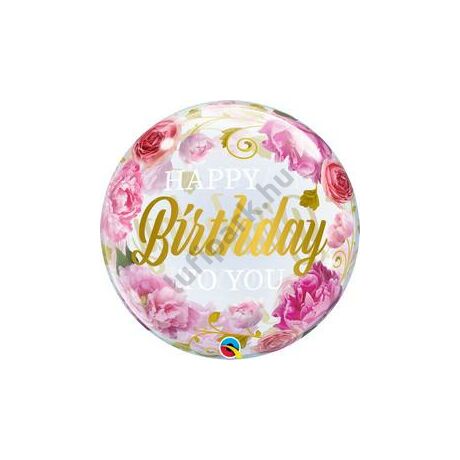 22 inch-es happy bday rózsa mintás bubbl