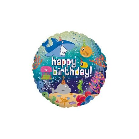 18 inch-es Happy Birthday Cuki Tengeri Állatok Szülinapi Fólia Lufi