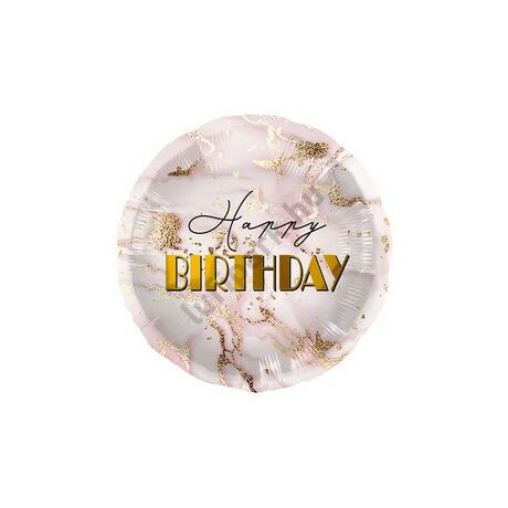 18 inch-es Happy Birthday marble pink fólia
