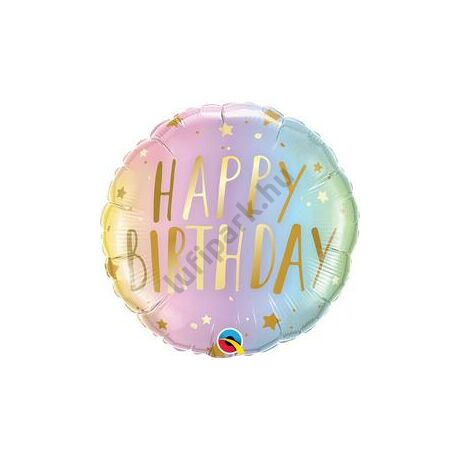 18 inch-es Happy Birthday Pastel Ombre & Stars - Árnyék & Csillagok Szülinapi Születésnapi Fólia Lufi