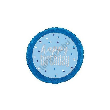 18 inch-es Happy Birthday Blue Glitz Fólia Lufi