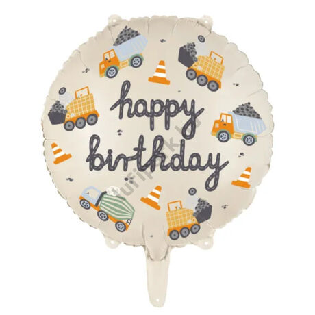 Happy Birthday Munkagépes Fólia lufi