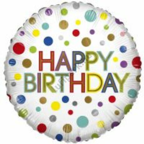 Happy Birthday pöttyös fólia lufi
