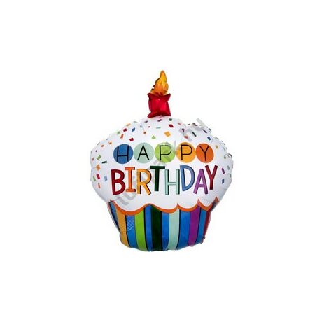 Rainbow Birthday Cupcake Szülinapi Super Shape Fólia Lufi