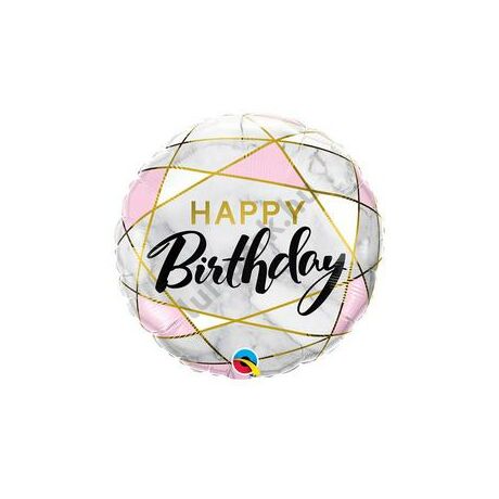 18 inch-es Birthday Marble Rectangles Szülinapi Fólia Lufi