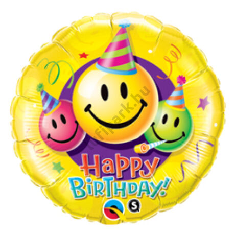 18 inch-es Mosolygó Arcok - Birthday Smile Faces Szülinapi Fólia Lufi