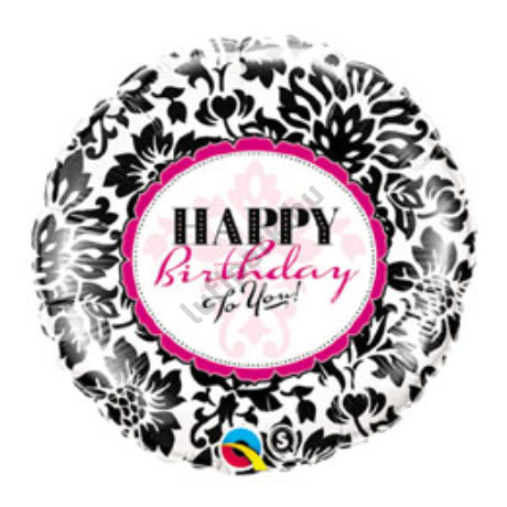 18 inch-es Elegáns Mintás - Birthday Elegant Damask Szülinapi Fólia Lufi