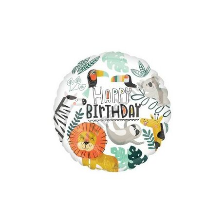 18 inch-es Happy Birthday get wild animals fólia lufi