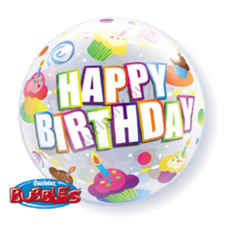 22 inch-es Birthday Colourful Cupcakes - Süteményes Születésnapi Bubble Léggömb