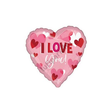 I Love You Playful Heart Jumbo Mintás Fólia Lufi