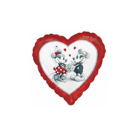 18 inch-es Mickey & Minnie szerelmes holografikus fólia lufi