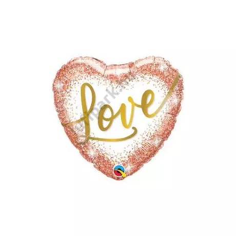 18 inch-es Love Rosegold Glitter Dots Szív Fólia Lufi